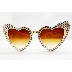 Krem Renk Taşlı Kalp Şekilli Gelin Gözlüğü Bride Gözlüğü Krem Renk Taşlı Kalp Şekilli Gelin Gözlüğü Bride Gözlüğü