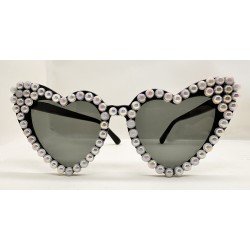 Siyah Renk İncili Kalp Şekilli Gelin Gözlüğü Bride Gözlüğü Siyah Renk İncili Kalp Şekilli Gelin Gözlüğü Bride Gözlüğü