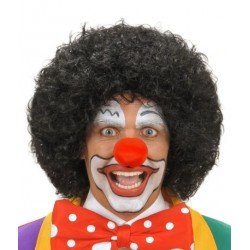 Siyah Renk Kıvırcık Afro Bonus Peruk Saç ve Kırmızı Sünger Burun Seti Siyah Renk Kıvırcık Afro Bonus Peruk Saç ve Kırmızı Sünger Burun Seti