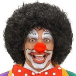 Siyah Renk Kıvırcık Afro Bonus Peruk Saç ve Kırmızı Sünger Burun Seti Siyah Renk Kıvırcık Afro Bonus Peruk Saç ve Kırmızı Sünger Burun Seti