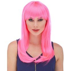 Şeker Pembesi Koyu Pembe Renk Uzun Düz Parti Peruğu Şeker Pembesi Koyu Pembe Renk Uzun Düz Parti Peruğu