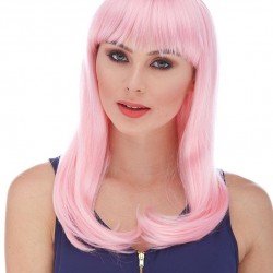 Soft Pembe Renk Uzun Düz Parti Peruğu Soft Pembe Renk Uzun Düz Parti Peruğu