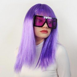 Lila Renk Uzun Düz Parti Peruğu Lila Renk Uzun Düz Parti Peruğu