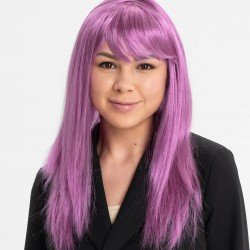 Rose Pembe Renk Düz Kesim Uzun Parti Peruğu Takma Saç