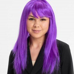 Mor Renk Düz Kesim Uzun Parti Peruğu Takma Saç