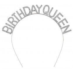 Gümüş Renk Kristal Taşlı Parlak Birthday Queen Yazılı Kraliçe Taç 16x17 cm Gümüş Renk Kristal Taşlı Parlak Birthday Queen Yazılı Kraliçe Taç 16x17 cm