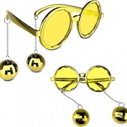 Disko Toplu Küpeli Parti Gözlüğü Altın Renk Disko Toplu Küpeli Parti Gözlüğü Altın Renk