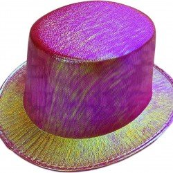 Fuşya Renk Işıltılı Hologram Kumaş Kaplama Fötr Silindir Şapka Yetişkin Boy  Fuşya Renk Işıltılı Hologram Kumaş Kaplama Fötr Silindir Şapka Yetişkin Boy