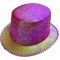 Fuşya Renk Işıltılı Hologram Kumaş Kaplama Fötr Silindir Şapka Yetişkin Boy 