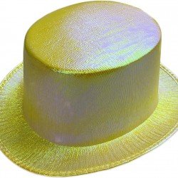 Sarı Renk Işıltılı Hologram Kumaş Kaplama Fötr Silindir Şapka Yetişkin Boy  Sarı Renk Işıltılı Hologram Kumaş Kaplama Fötr Silindir Şapka Yetişkin Boy