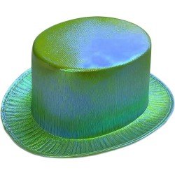 Yeşil Renk Işıltılı Hologram Kumaş Kaplama Fötr Silindir Şapka Yetişkin Boy  Yeşil Renk Işıltılı Hologram Kumaş Kaplama Fötr Silindir Şapka Yetişkin Boy