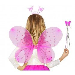 Şeker Pembesi Çocuk Kelebek Kanadı Tacı ve Asa Seti 50 cm Şeker Pembesi Çocuk Kelebek Kanadı Tacı ve Asa Seti 50 cm