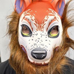 Kahverengi Saçlı Kurt Maskesi Köpek Maskesi Mega Peluş 11 No