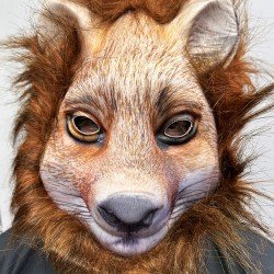 Kahverengi Saçlı Kurt Maskesi Köpek Maskesi Mega Peluş 17 No