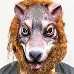 Kahverengi Saçlı Kurt Maskesi Köpek Maskesi Mega Peluş 19 No