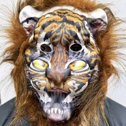 Kahverengi Yeleli Saçlı Peluş Aslan Maskesi Mega Peluş 20 No