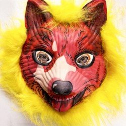 Sarı Saçlı Kırmızı Yüzlü Köpek Maskesi Tilki Maskesi Mega Peluş 22 No
