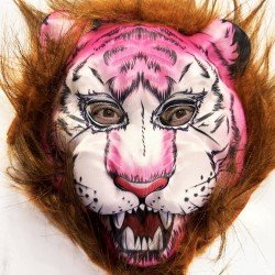 Kahverengi Saçlı Pembe Yüz Kurt Maske Kaplan Maske Mega Peluş 26 No