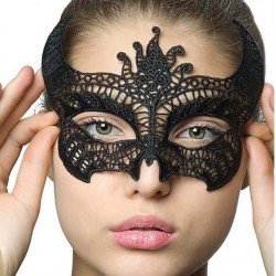 Siyah Renk Dantel Kesim Dantel İşlemeli Balo Parti Maskesi 2 No