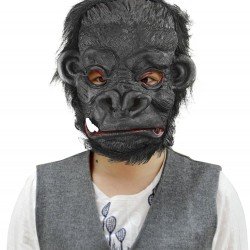 Lateks Goril Maskesi Maymun Maskesi Et Maskesi Orangutan Siyah Saçlı 4 No
