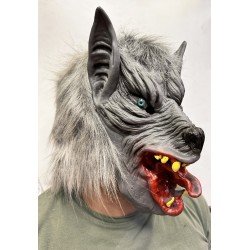 Kafaya Tam Geçmeli Lateks Dil Çıkaran Mavi Gözlü Kurt Maskesi Kafaya Tam Geçmeli Lateks Dil Çıkaran Mavi Gözlü Kurt Maskesi