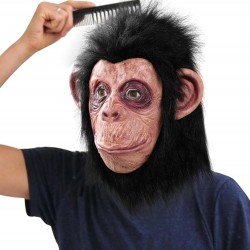 Siyah Saçlı Kafaya Tam Geçmeli Lateks Şempanze Maskesi - Lateks Maymun Orangutan Goril Maske Et Maske Siyah Saçlı Kafaya Tam Geçmeli Lateks Şempanze Maskesi - Lateks Maymun Orangutan Goril Maske Et Maske