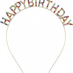 Rengarenk Kristal Taşlı Ekstra Lüks Gümüş Kaplama Happy Birthday Taç 16x17 cm