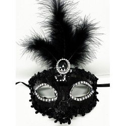 Siyah Renk Payetli Pullu Tüylü Parti Maskesi 17x20 cm Siyah Renk Payetli Pullu Tüylü Parti Maskesi 17x20 cm