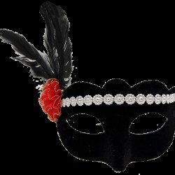 Siyah Renk Süet Kaplama Gümüş Dantelli Kırmızı Gül Tasarımlı Parti Maskesi 18x20 cm Siyah Renk Süet Kaplama Gümüş Dantelli Kırmızı Gül Tasarımlı Parti Maskesi 18x20 cm
