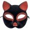 Siyah Renk Kırmızı Simli Süet Kaplama Kedi Maskesi 18x14 cm