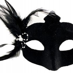 Siyah Renk Yandan Tüylü Süet Kaplama Beyaz İncili Parti Maskesi 18X15 cm Siyah Renk Yandan Tüylü Süet Kaplama Beyaz İncili Parti Maskesi 18X15 cm