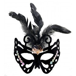 Siyah Renk Siyah Süet Kaplama Tüylü Kelebek Figür Parti Maskesi 24x18 cm Siyah Renk Siyah Süet Kaplama Tüylü Kelebek Figür Parti Maskesi 24x18 cm