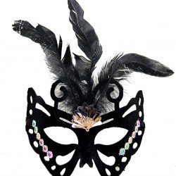 Siyah Renk Siyah Süet Kaplama Tüylü Kelebek Figür Parti Maskesi 24x18 cm Siyah Renk Siyah Süet Kaplama Tüylü Kelebek Figür Parti Maskesi 24x18 cm
