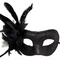 Siyah Renk Metalize Sim Görünümlü Parlak Tüylü Parti Maskesi 22x19 cm Siyah Renk Metalize Sim Görünümlü Parlak Tüylü Parti Maskesi 22x19 cm