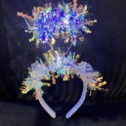 Beyaz Renk Gümüş Işıltılı Püsküllü Led Işıklı Parlak Hologramlı Taç 25x12 cm Beyaz Renk Gümüş Işıltılı Püsküllü Led Işıklı Parlak Hologramlı Taç 25x12 cm