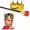 Altın Renk 60 cm Kral Tacı Kraliyet Tacı ve Kırmızı Topuzlu Kral Asası Seti