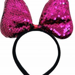 Renk Değiştiren Pullu Payetli Fiyonk Parti Tacı Fuşya Gümüş Renk 20x16 cm