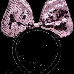 Renk Değiştiren Pullu Payetli Fiyonk Parti Tacı Pembe Gümüş Renk 20x16 cm