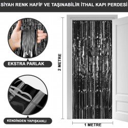Siyah Renk Ekstra Metalize Parlak Saçaklı Arka Fon Perde İthal A Kalite 1x2 Metre Siyah Renk Ekstra Metalize Parlak Saçaklı Arka Fon Perde İthal A Kalite 1x2 Metre