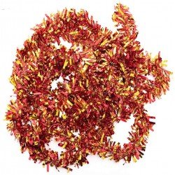 Kırmızı Altın Renk 4 cm Genişlik Garland Çift Renk Sim Süs 180 cm Kırmızı Altın Renk 4 cm Genişlik Garland Çift Renk Sim Süs 180 cm