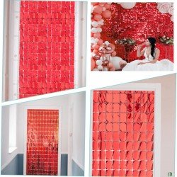 Ekstra Metalize Kırmızı Renk Disko Dikdörtgen Kesim Kapı Perdesi Dekorasyon 1x2 Metre Ekstra Metalize Kırmızı Renk Disko Dikdörtgen Kesim Kapı Perdesi Dekorasyon 1x2 Metre