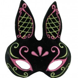 Siyah Renk Pembe Gold Simli Siyah Süet Kaplama Tavşan Maskesi 18x16 cm Siyah Renk Pembe Gold Simli Siyah Süet Kaplama Tavşan Maskesi 18x16 cm