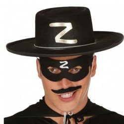 Z Logolu Yetişkin Zorro Şapkası ve Zorro Maskesi Z Logolu Yetişkin Zorro Şapkası ve Zorro Maskesi