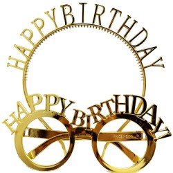Happy Birthday Yazılı Taç ve Happy Birthday Yazılı Gözlük Seti Altın Renk Happy Birthday Yazılı Taç ve Happy Birthday Yazılı Gözlük Seti Altın Renk