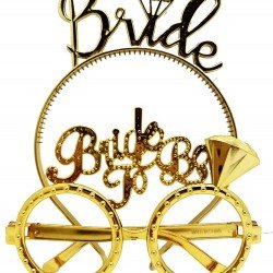 Bride Yazılı Taç ve Bride To Be Yazılı Gözlük Seti Altın Renk  Bride Yazılı Taç ve Bride To Be Yazılı Gözlük Seti Altın Renk