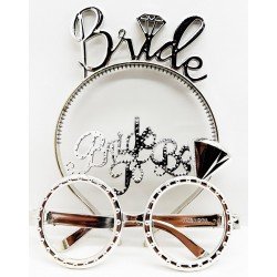 Bride Yazılı Taç ve Bride To Be Yazılı Gözlük Seti Gümüş Renk Bride Yazılı Taç ve Bride To Be Yazılı Gözlük Seti Gümüş Renk
