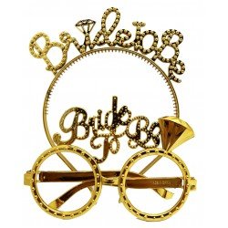 Bride To Be Yazılı Taç ve Bride To Be Yazılı Gözlük Seti Altın Renk Bride To Be Yazılı Taç ve Bride To Be Yazılı Gözlük Seti Altın Renk