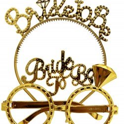 Bride To Be Yazılı Taç ve Bride To Be Yazılı Gözlük Seti Altın Renk Bride To Be Yazılı Taç ve Bride To Be Yazılı Gözlük Seti Altın Renk