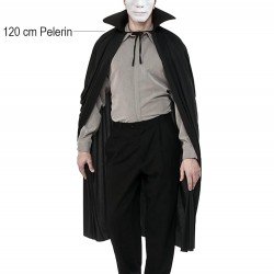 Siyah Renk Yakalı 120 cm Pelerin ve Beyaz Anonim Maske Siyah Renk Yakalı 120 cm Pelerin ve Beyaz Anonim Maske