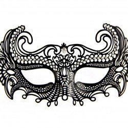 Siyah Renk Lazer Kesim Üzeri Kristal Taşlı Metal Balo Parti Venedik Maskesi Siyah Renk Lazer Kesim Üzeri Kristal Taşlı Metal Balo Parti Venedik Maskesi